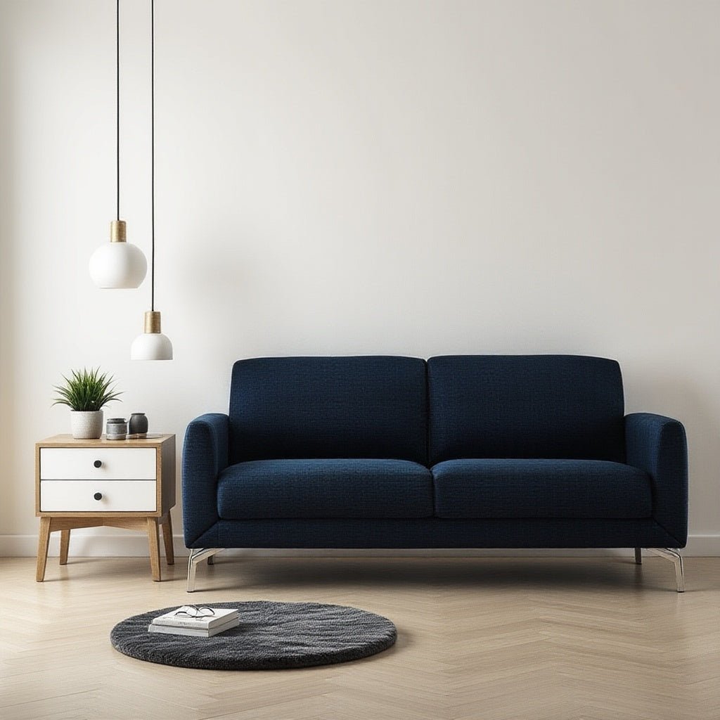 Amesbury 3 Seater Fabric Sofa For Living Room - Blue - Torque India